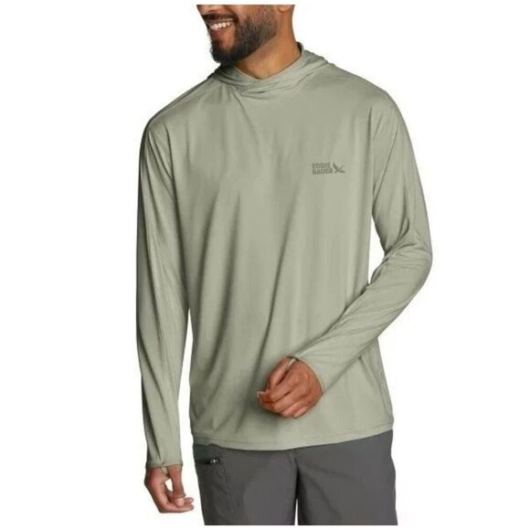 NWT EDDIE BAUER Men’s XL Performance Solarfoil Hoodie UPF 50+ Green Long Sleeves - Picture 1 of 16